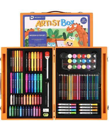 MEEDEN Kids Drawing Set - Wood Case Artist Painting Set for Boys & Girls, Includes Silky Crayons, Oil Pastels, Water-based Pencils, Dry Erase Markers, and Paint Pad White Board - Buy Online on GoSupps.com