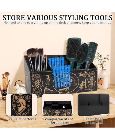 Hairdressing Scissors Holder Shears Block 5 Compartments Barber Shop Scissor Organizer Stand with Removable Sponge Liner Hairdressing Tools Storage Box for Hairstyling Combs Clips Brushes - Buy Online on GoSupps.com
