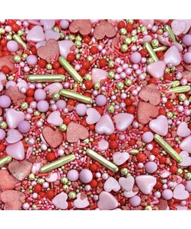 Valentines Red gold pink Hearts Metallic Sprinkles for cupcake cake toppers pearls balls 100s and 1000s Anniversary love wedding decoration cake cupcake topper Cupid Cutie