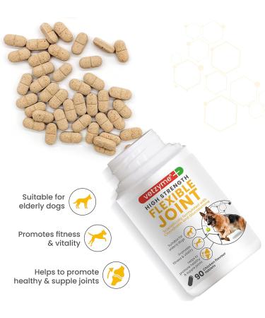 Vetzyme High Strength Flexible Joint Supplements for Senior Dogs (90 Tablets) - Hip and Joint Care with Chondroitin and Glucosamine Tasty Chicken Flavour 90 Count (Pack of 1) - Buy Online on GoSupps.com