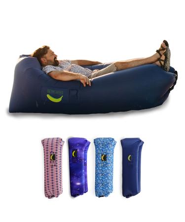 Rukket Sports Glow-Nana Inflatable Lounger, Blow Up & Light Up Air Chair & Couch for Lounging, Camping, Beach, & Festival, Sofa Hammock for Adults & Kids, LED Portable Wind Furniture Loungers Glow Deep Space