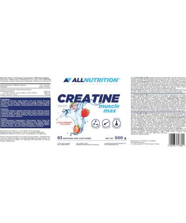 All-Nutrition Creatine Muscle Max - 500g Sugar-Free Creatine Monohydrate with Taurine for Enhanced Performance & Muscle Growth - Strawberry Flavor - Buy Online on GoSupps.com