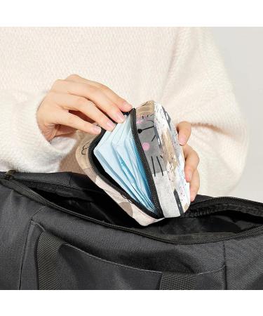 GIAPB Period Bag | Sanitary Napkin Storage & Travel Makeup Pouch | Cartoon Cat Design - Buy Online on GoSupps.com