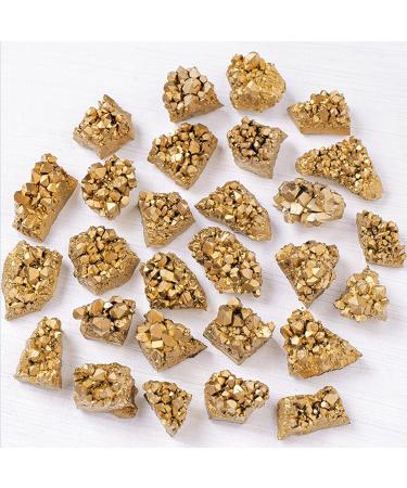 Crystal Geode | Stone Electroplated Golden Crystal Mineral Specimen Natural Gemstone Ornament for Collection Meditation Home Decor Crafts - Buy Online on GoSupps.com