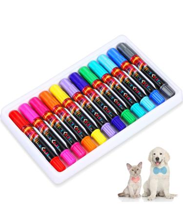 WILLBOND Pet Hair Dye 12 Colors for Dog Cat Temporary Washable Pet Fur Coloring Bright Color Pet Hair Chalk Painting Pens Non-Toxic for Creative Grooming
