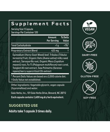Gaia Herbs Male Libido - Herbal Supplement with Saw Palmetto  Horny Goat Weed  Maca & Oats - Supports Stamina  Vitality & Hormone Balance for Men - 120 Vegan Liquid Phyto-Capsules (30-Day Supply) 120 Count (Pack of 1) retail_packaging - Buy Online on GoSupps.com