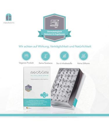 neob mi - Highly dosed Tri-Hyaluron Serum - 30 ampoules - 100% vegan - Made in Germany - Hyaluronic acid for face neck d collet and eye areas - Test result * EXCELLENT - Buy Online on GoSupps.com