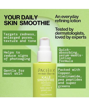 Pacifica Beauty | Kale Smoothie Refining Lotion | Face Moisturizer | Assists Acne prone | Supergreens Kale Aloe Niacinamide Green Pea Vitamin C + E | Hydration | Vegan - Buy Online on GoSupps.com