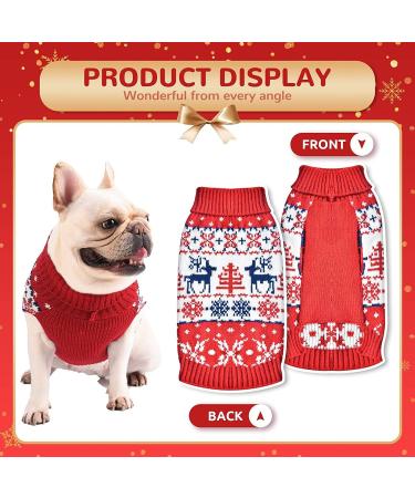 Cozy Christmas Dog Sweater - Warm Turtleneck Knitwear for Puppies | Snowflake Elk Pattern | Perfect Holiday Gift - Buy Online on GoSupps.com