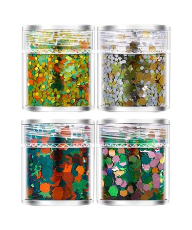 4 Bottles 3D Nail Nail Decoration Nail Adornments Your Nail Look With Eye Catching Ornaments Nail Accessories For Women Rich green orange
