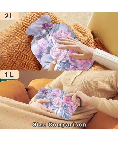 NAANLE Floral Hot Water Bottle with Cover - 1L Pain Relief & Heat Therapy | Watercolor Roses for Back Hand & Feet - Buy Online on GoSupps.com