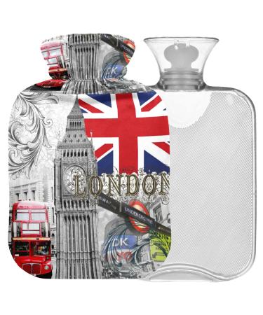 Naanle London Big Ben heat bottle with reference transparent hot water bottle 1l hot hot water bottle for handfeers Warmer pain relief heat and cold therapy