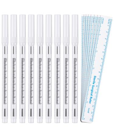 8 Pieces Microblading Marker Pen with Paper Ruler Skin Marker Eyebrow Permanent Makeup Position Mark Tools Markers Pen for Eyebrow Lips Skin