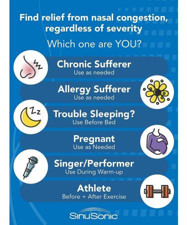 SinuSonic Nasal Congestion Relief Device - Clinically Proven for Sinus Pressure Relief - 6-Month Life Cycle - Acoustic Vibration & Light Pressure - Nasal Decongestant for Allergies & Stuffy Nose - Buy Online on GoSupps.com
