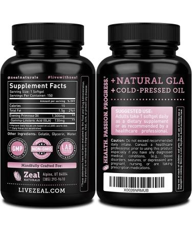 Premium Evening Primrose Oil Capsules - 1300mg, 150 Softgels - Natural Hormone Support for Women - Cold Pressed with 10% GLA - Buy Online on GoSupps.com