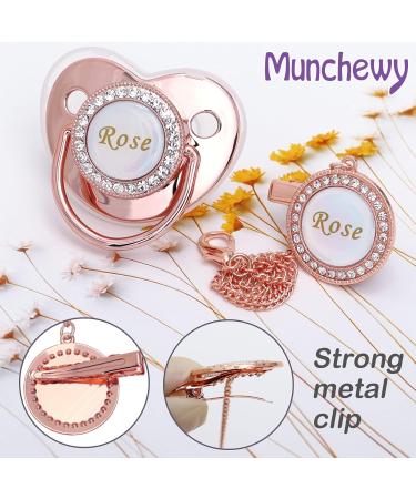Munchewy Personalized Pacifier & Clip Gift Box | Luxurious Baby Gift with Glittering Crystal | Perfect for Boys & Girls | Newborn Photography Keepsake - Buy Online on GoSupps.com