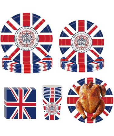 REMEK Coronation of King Charles III | Coronation of King Charles III Set Plates Napkins and Cups Union Jack for Coronation Parties Charles Commemorative Set Crown - 4-piece set - Buy Online on GoSupps.com