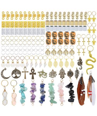 Lykoow 161Pcs Dreadlocks Hair Jewelry - Gold Wire Wrapped Crystal Beads for Women | Hair Accessories for Braids, Locs, and Twists - Metal Coils, Pearls, and Hair Clips Included - Buy Online on GoSupps.com
