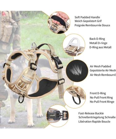 Heele Anti-Pull Dog Harness for Large Breeds - Camouflage Reflective & Padded XL Size Soft Breathable Design - Buy Online on GoSupps.com