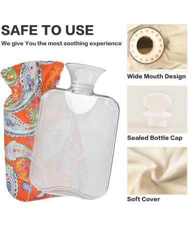 NAANLE 2L Hot Water Bottle - Orange Flower Paisley | Pain Relief for Menstrual Cramps | Heat & Cold Therapy - Buy Online on GoSupps.com