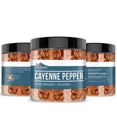 Earthborn Elements Cayenne Pepper 200 Capsules - Pure & Undiluted with No Additives - Buy Online on GoSupps.com