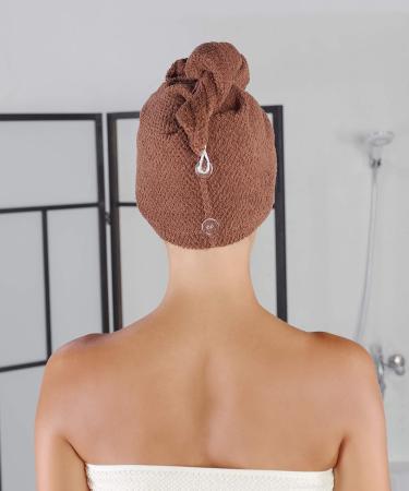 Buy Pamuq Black Cotton Hair Turban - 100% Quick-Drying Towel with 2 Buttons | 1 Piece Hair Drying Cloth for Effortless Style - Buy Online on GoSupps.com