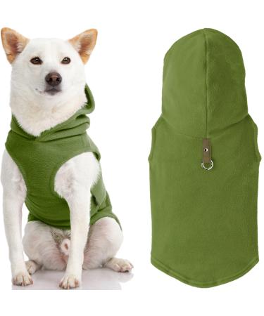 Gooby Fleece -West Hoodie Dog sweater - green small - warm sweater dog hoodie with O -ring line - winter hoodies Small dog sweater - dog clothing for small dogs boy or girls small (chest: 13.25 " * fits cats) green