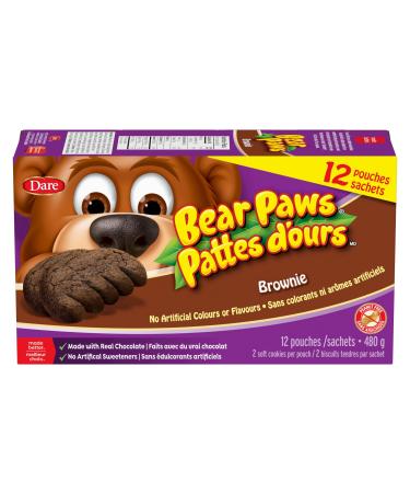 Bear Paws Brownie Cookies - Soft Cookie Snack Packs School Snacks Made With Real Chocolate Peanut Free Family Pack 480g 12 Pouches Brownie 480g (12 Pouches)