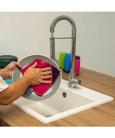 Extra Absorbent Microfiber Cleaning Cloth - 18x18cm Pink & Purple | Ideal for Cooking & Kitchen Use - Buy Online on GoSupps.com