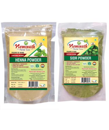 (Henna Powder + Sidr Powder) Natural Hair Care Powder (200 Grams) Each Pack 100 gm - Complete Hair Care Combo Pack of 2 (Only For External Use)