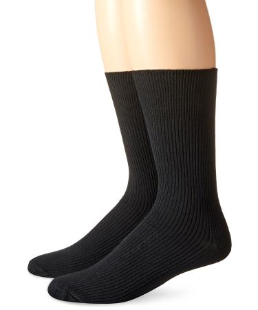 Top Flite Men's Diabetic Non-binding Dress Crew Socks 2 Pack Sockshosiery black Medium