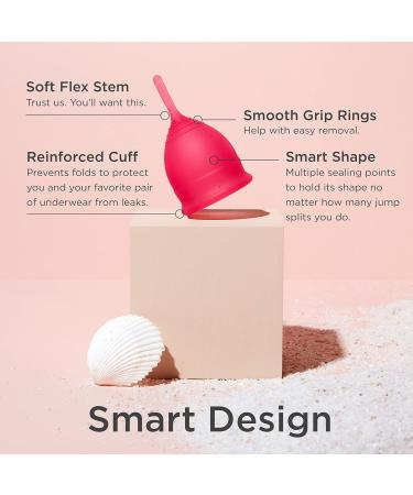 Saalt Menstrual Cup 2-Pack | High-Quality Soft & Flexible Design for Active Women | 12-Hour Portable Reusable Medical Silicone | Regular Blue & Small Pink - Buy Online on GoSupps.com
