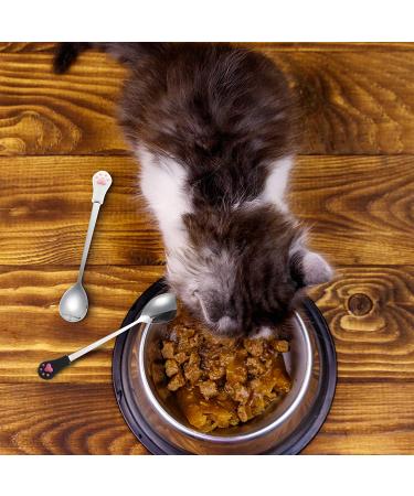 2 Pc Stainless Steel Pet Can Spoons - White & Black Cat Claw Spoon for Dog and Cat Food Cans - Buy Online on GoSupps.com
