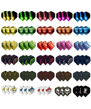 WLHGH Dart Flights, 6 Styles, 30 Sets, 90 Pieces, PET Standard Accessories for Darts, Perfect Equipment for Soft/Steel Tip Darts Games (6 Styles, 30 Sets, 90 Pieces)