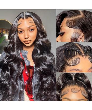 Body Wave Lace Front Wigs Human Hair Pre Plucked 13x4 HD Lace Frontal Wigs Human Hair 180% Density Virgin Glueless Wigs for Black Women Human Hair Lace Front Wig with Baby Hair Bleached Knots Natural Color 26inch 26 Inch...