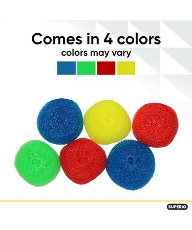 Nylon Scouring Pads-Dish Scrubbers for Dishes Pots and Stoves Durable Mesh Scourers for Tough Cleaning. Nylon Dish Scrubbers Assorted Colors (Superio) (6 Pack) - Buy Online on GoSupps.com