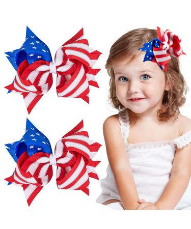 Whaline Jumbo 4th of July Bow Hair Clips 5.9inch American Flag Barrette Hair Bow Patriotic Stars and Stripes Hairgrips Baby Girls Women Hair Accessories for Independence Day Memorial Day  2Pcs - Buy Online on GoSupps.com