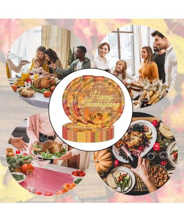 Fall Tableware Set - Fall Thanksgiving Party Paper Supplies | Autumn Non-Reusable Tableware Set Pumpkin Sunflower Maple Leaves Paper Dinnerware Serve 20 for Autumn Thanksgiving 7 Inch Tray - Buy Online on GoSupps.com