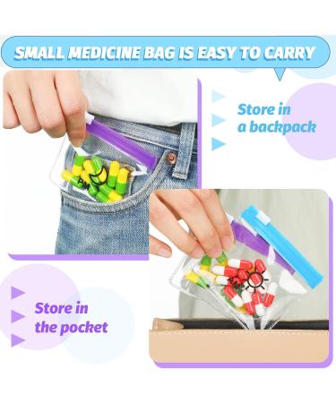 56 Pcs AM PM Pill Pouches - Travel Medicine Organizer Bags | Reusable Plastic Zip Lock Pill Baggies for Day & Night - Monthly Pill Organizer in Blue & Purple - Buy Online on GoSupps.com