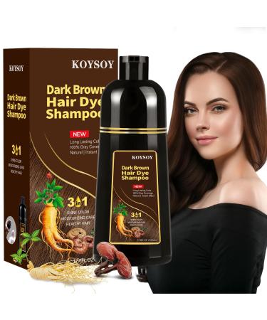 Dark Brown Hair Dye Shampoo 3 in 1 100% Covers Gray Hair Hair Color Shampoo Can Avoid Going to the Salon to Dye Your Hair Convenient and Effective Shampoo Hair Dye(500mL 17.6 Fl Oz)(Dark Brown)