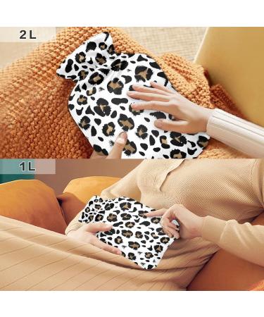 Black Brown Leopard Hot Water Bottle with Cover - 2L Pain Relief & Period Cramp Heating Pad - Buy Online on GoSupps.com