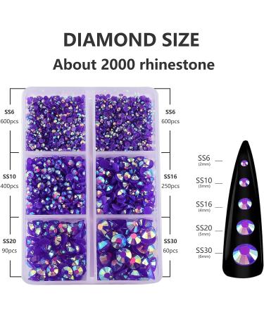 2000pcs Flat Back Rhinestones 5 Mixed Sizes Round Resin AB Rhinestones - Dark Amethyst AB for Nail Art & DIY Crafts | Blinginbox - Buy Online on GoSupps.com