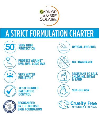 Garnier Ambre Solaire SPF 50+ Sensitive Advanced Kids Sun Cream High Protection Against UVA & UVB Non-Sticky Water-Resistant Sunscreen for Face & Body Approved by Cruelty Free International 175ml 175 ml (Pack of 2) - Buy Online on GoSupps.com