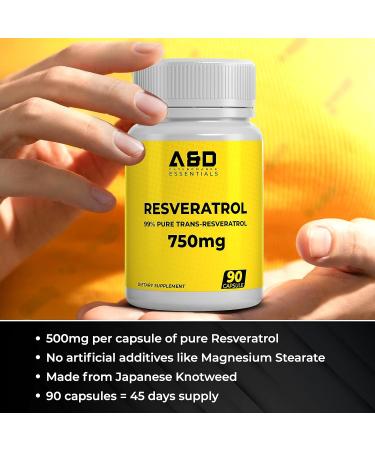 Resveratrol 500mg Capsules for Anti-Aging & Immune Protection | Top Quality 2022 Winner | 90 Capsules Trans Resveratrol | Japanese Knotweed Resveratrol Supplement - Buy Online on GoSupps.com