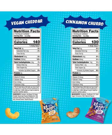 Ka-Pop! Popped Puffs - Cinnamon Churro & Vegan Cheddar | 24 Pack | Healthy Snacks - Buy Online on GoSupps.com
