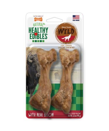 Nylabone Healthy Edibles Wild Dog Treat | Long- Lasting | All Natural | Dog Bone Treats for Small/Medium/Large/Giant Dogs | Made in The USA | Bison Flavored | Venison Flavored | Multi- Flavored Wild Bone Medium/Wolf
