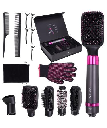 5 in 1 Hair Dryer Brush, Negative Ion Electric Hot Air Blow Dryer Brush Comb, Detachable and Interchangeable Hair Straightener Curly Hair Comb for All Hairstyle
