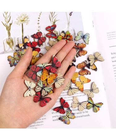 FINGOOO 100 PCS Butterfly Wooden Buttons - 1 Inch Colorful 2 Holes Mixed Decorative Buttons for DIY Sewing & Craft Accessories - Buy Online on GoSupps.com