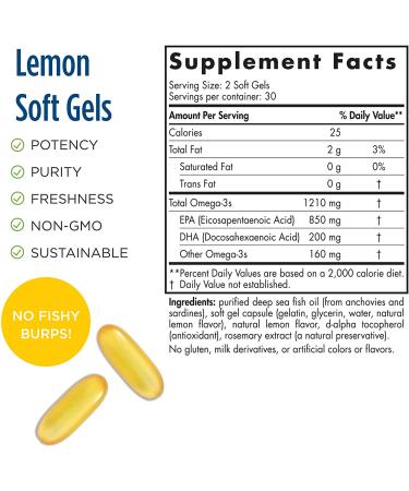 Buy Nordic Naturals EPA Lemon 1000 mg - 60 Soft Gels | Omega-3 Supplement - Buy Online on GoSupps.com