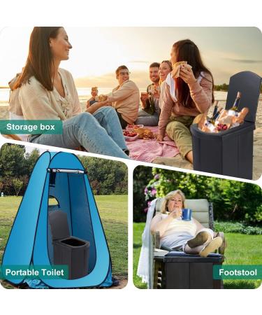 Upgrade XL Portable Toilet for Adults - Extra Large Folding Toilet for Camping and Travel - Tall, Compact, and Stylish - Ideal for Car, Hiking, Beach, and Camping - Black Leather - Buy Online on GoSupps.com
